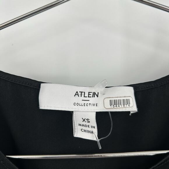 ATLEIN COLLECTIVE Black Lace Up Front Satin Midi Dress Womens XS 0 2 RTR FLAW - Picture 5 of 16